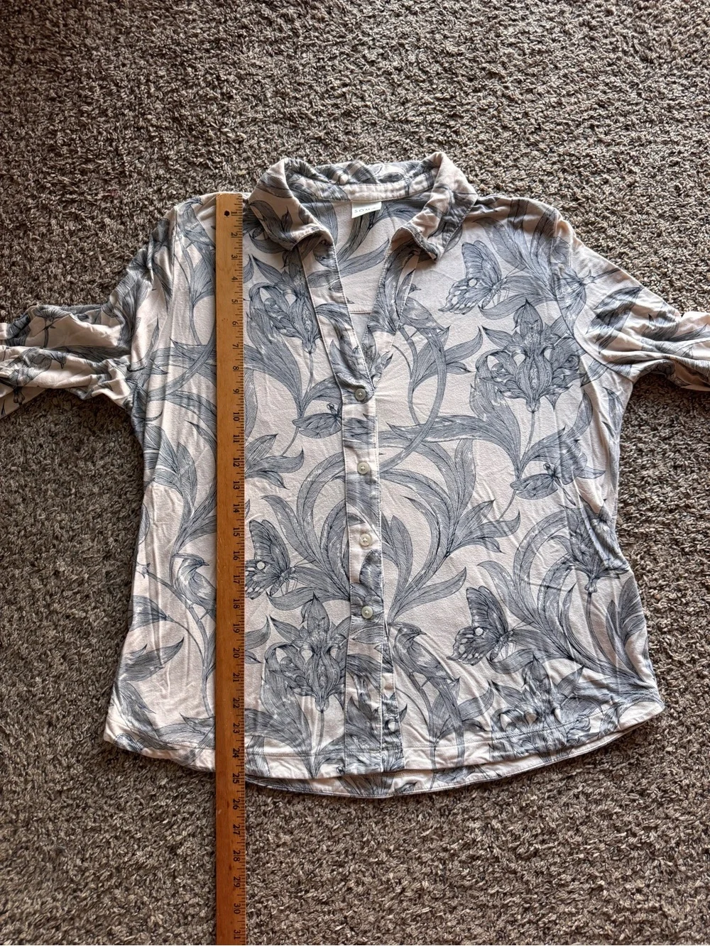 Soma Cool Nights Printed Blue White Cozy Pajama Set Women's Large